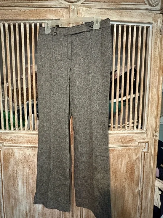 Michael Kors Gray Herringbone Tailored Straight-Leg Trousers - Picture 2 of 10